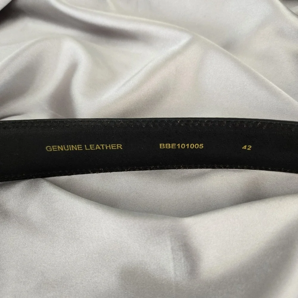 Browning Men's Genuine Leather Belt Black w/ Silver-tone Buckle Size 42